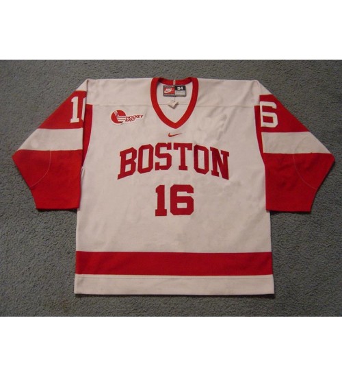 Custom NCAA 2000-01 Boston University Terriers BU 16 Gregg Johnson Hockey Jersey Home White